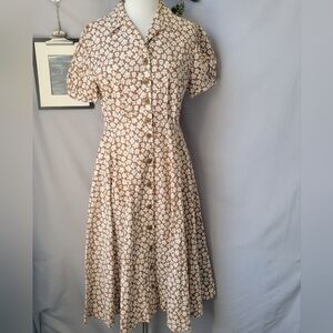 Clotilde New York Floral Midi Puff Sleeve Shirt Dress 8